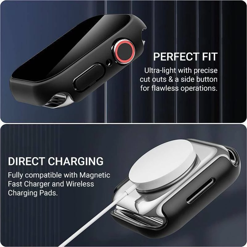 CRONG Hybrid Watch Case con vetro temperato per Apple Watch 44mm - trasparente
