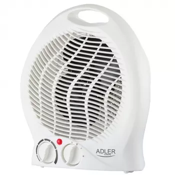 Adler AD 7728 Termoventilatore in ceramica PTC 2000W con oscillazione, 2 livelli di riscaldamento, modalità aria fredda, protezione contro surriscaldamento e ribaltamento, bianco/nero