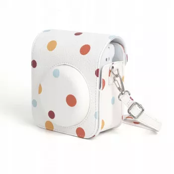 LOVEINSTANT Custodia in pelle PU a pois per Fujifilm Instax Mini 12, tracolla rimovibile, chiusura magnetica