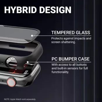 Crong Hybrid Watch Case con vetro temperato per Apple Watch 40mm - Trasparente