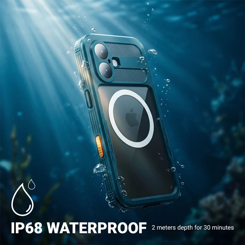 Crong Seal Cover custodia impermeabile IP68 per iPhone 16 Pro (nero)