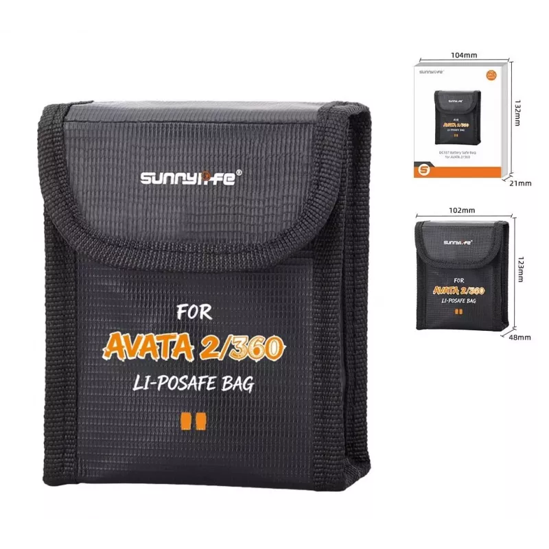 SUNNYLIFE Custodia protettiva ignifuga per batterie per DJI Avata 2 - spazio per 2 batterie, nera