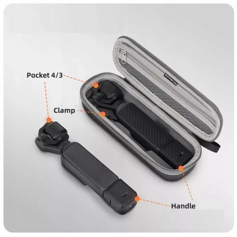 SUNNYLIFE Valigia rigida con moschettone per DJI Osmo Pocket 4 / 3 - grigia