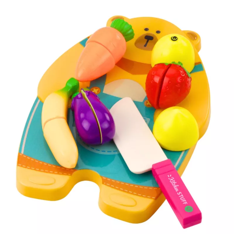LEAN TOYS Tagliere frutta e verdura con set coltelli giocattolo educativo per bambini