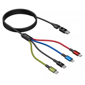 Accura cavo di ricarica multiplo 8-in-1 USB-A/USB-C a 2x USB-C, Lightning, Micro USB, 3.0A, 1,2m, nero