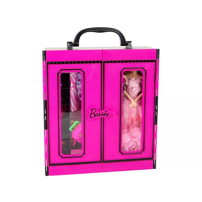 LEAN TOYS bambola con armadio guardaroba per bambole nella valigetta Beauty Girl