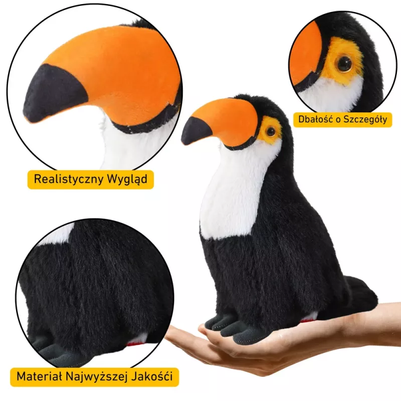 LEAN TOYS Peluche Tucano Uccello Peluche Mascotte Peluche Bianco 30cm