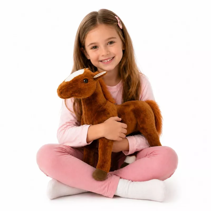 LEAN TOYS cavallo di peluche marrone 40cm