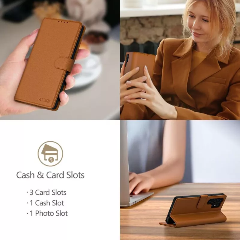Tech-Protect Custodia portafoglio per Apple iPhone 16E Marrone sella