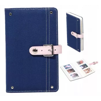 LOVEINSTANT Album fotografico in denim per Fujifilm Instax Mini – spazio per 108 stampe, copertina in pelle PU, 18 pagine, blu