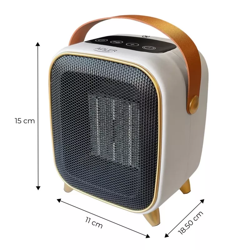Adler AD 7762 Termoventilatore ceramico PTC con telecomando, 2000W, display LED, oscillazione 45°, timer 12h, protezione antisuraghezza e antiribaltamento, nero