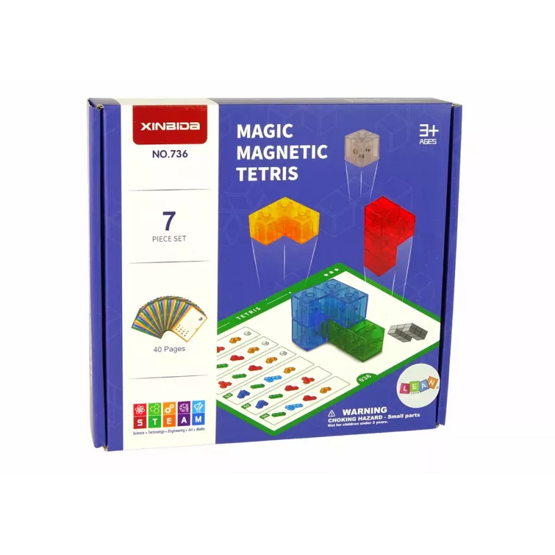 LEAN TOYS Magic Magnetic Cube 7 Elements - Puzzle magnetico 3D, 7 pezzi, multicolore, giocattolo educativo da 6 anni