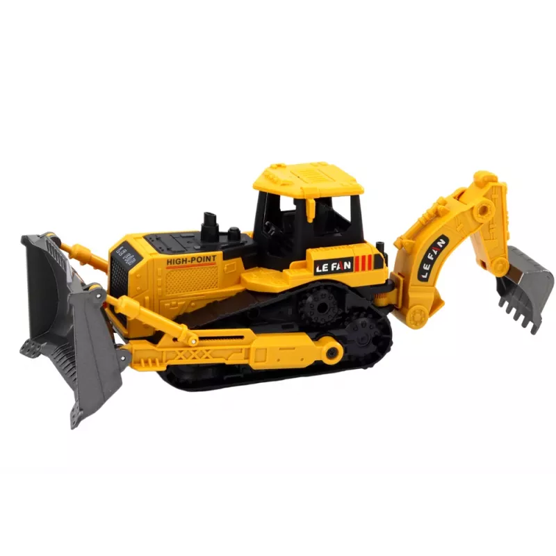 LEAN TOYS Escavatore cingolato veicolo da costruzione con 2 pale giallo
