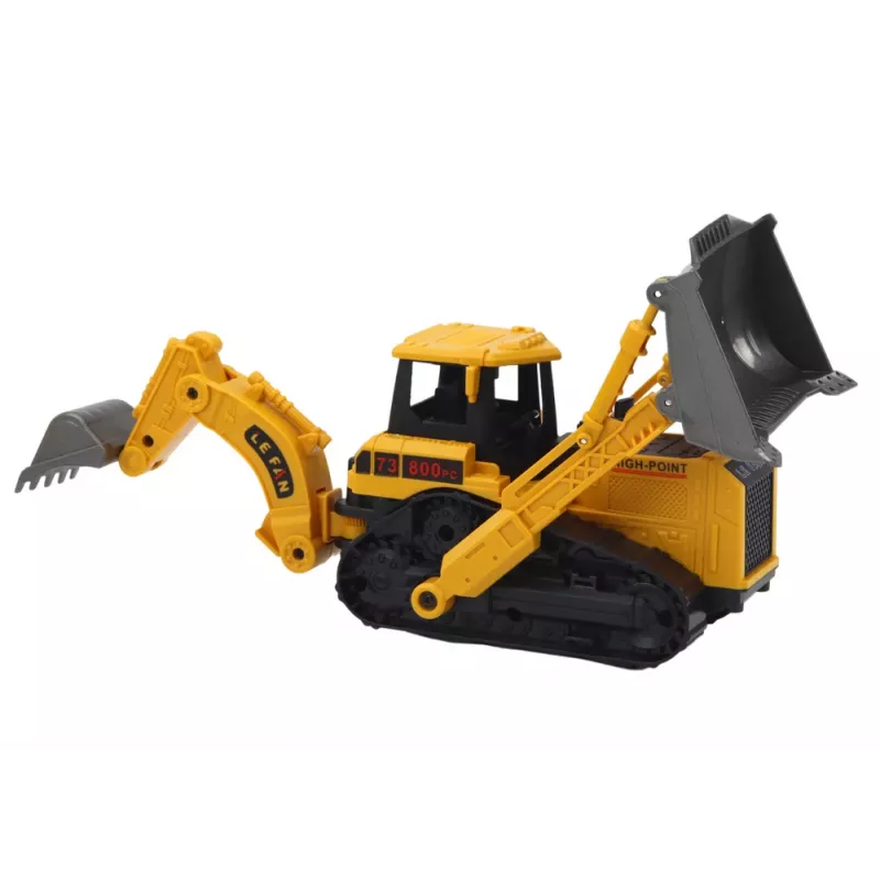LEAN TOYS Escavatore cingolato veicolo da costruzione con 2 pale giallo