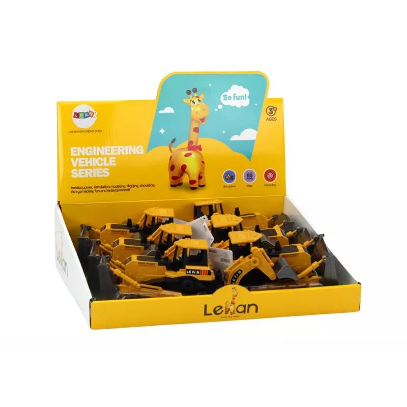 LEAN TOYS Escavatore cingolato veicolo da costruzione con 2 pale giallo