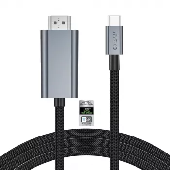 TECH-PROTECT ULTRABOOST Cavo USB-C a HDMI 2.1 8K 60Hz 200cm grigio ferro