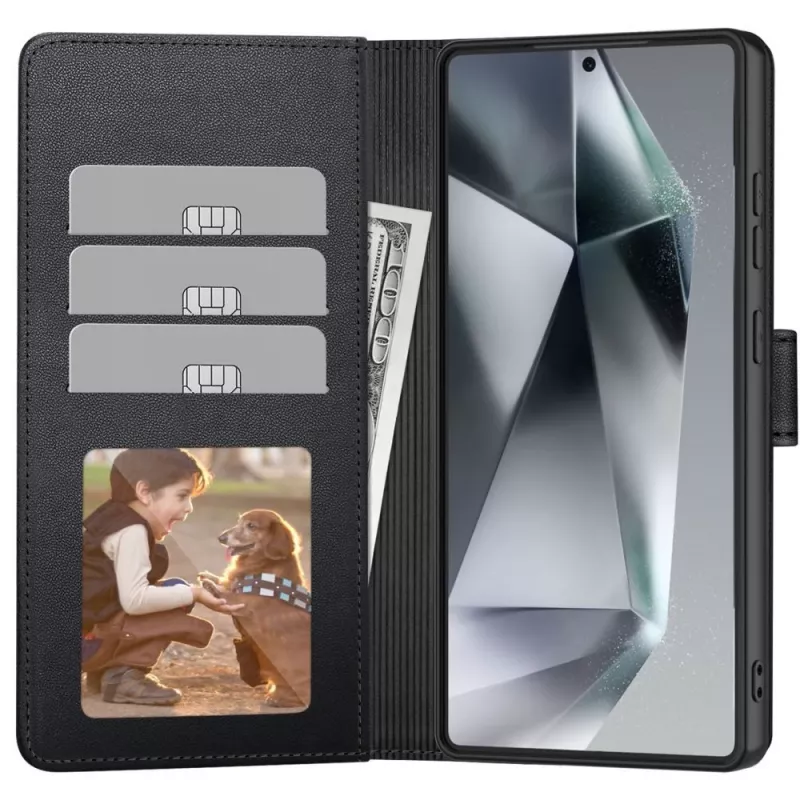 Custodia portafoglio Tech-Protect per Samsung Galaxy S25 Edge nero
