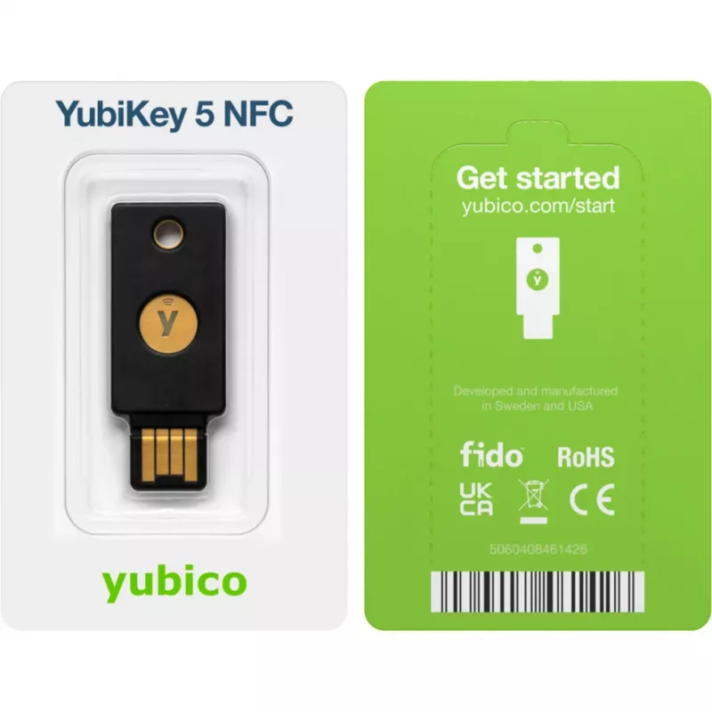 Chiave di sicurezza YubiKey 5 NFC confezione da 2 (nero/oro, USB-A e NFC)