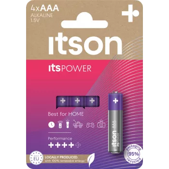 ITSON LR03IPO/4CP pile alcaline AAA, 1,5 V, blister da 4