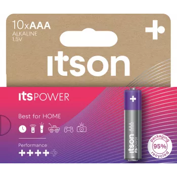 ITSON LR03IPO/10HH pile alcaline AAA confezione da 10 | 1,5V LR03 MN2400 a lunga durata, a prova di perdita, senza mercurio