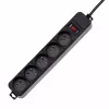 Akyga AK-SP-05A ciabatta con protezione da sovratensione, 5 x CEE 7/5 (tipo E), interruttore, 1,8 m, nero