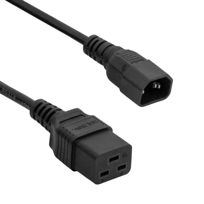 Akyga AK-UP-02 cavo di prolunga server IEC C14 a IEC C19, 3 x 1 mm², 1,8 m, nero