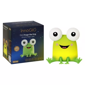INNOGIO GIOFROGO luce notturna LED rana GIO-165 - lampada in silicone ricaricabile con controllo touch, 7 colori, timer