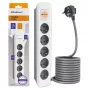 Qoltec Ciabatta 5 prese con interruttore, cavo 1,8 m, bianco-grigio