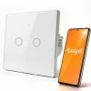 Qoltec Interruttore luce smart touch 2 canali Wi-Fi Tuya Smart Life vetro temperato bianco