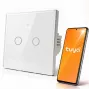 Qoltec Interruttore luce smart touch 2 canali Wi-Fi Tuya Smart Life vetro temperato bianco