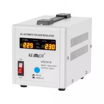 KEMOT SER-500 Stabilizzatore di tensione automatico 500VA 300W tipo relè 230V AC uscita presa Schuko indicatori LED