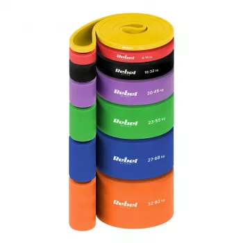 REBEL ACTIVE Power Band PT-S7 set di fasce di resistenza TPE, 7 fasce, 4-82 kg, borsa