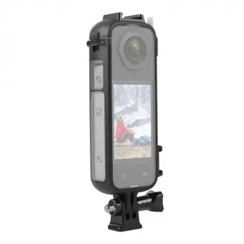 PULUZ PU979B custodia protettiva con supporto e doppio slitta flash per Insta360 X4 – nero
