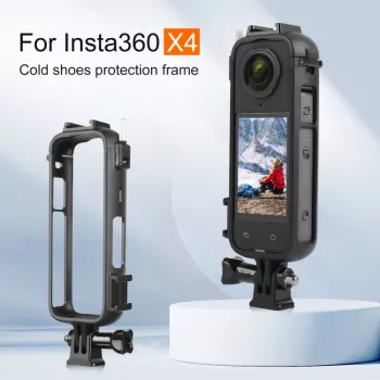 PULUZ PU979B custodia protettiva con supporto e doppio slitta flash per Insta360 X4 – nero