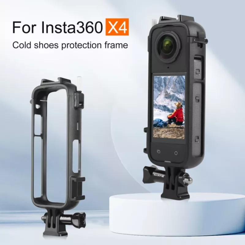 PULUZ PU979B custodia protettiva con supporto e doppio slitta flash per Insta360 X4 – nero