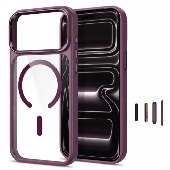 Tech-Protect Magmat custodia trasparente MagSafe per iPhone 17 Pro Max / 18 Pro Max - rosso ciliegia scuro
