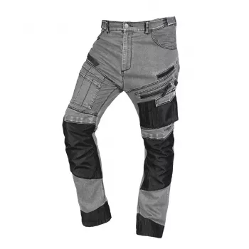 NEO TOOLS Pantaloni da lavoro in denim con rinforzi Oxford, grigio, taglia XXL (81-360-2-XXL)