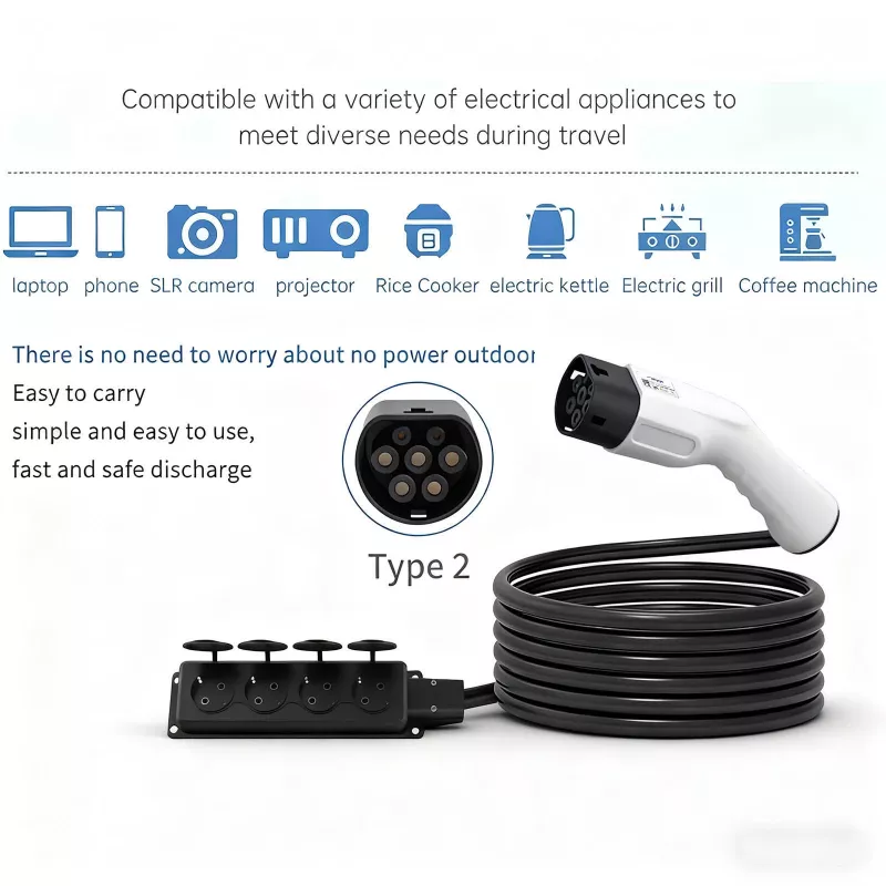 AKYGA AK-SC-E27 Adattatore V2L Type 2 a 4x Schuko 16A 3m