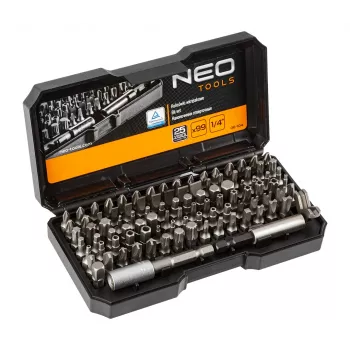 NEO TOOLS set da 99 pezzi di punte per cacciavite con impugnatura, acciaio S2, esagono 1/4