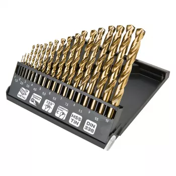 NEO TOOLS set da 19 pezzi di punte per metallo HSS-TiN 1,0-10,0 mm