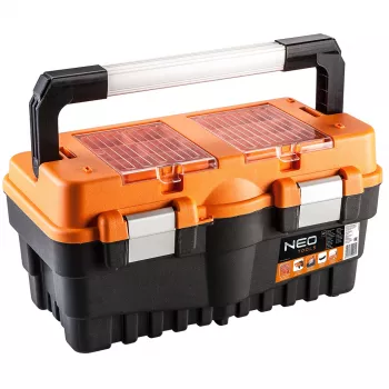 NEO TOOLS 18 cassetta portautensili TOP-84-102 | organizer a braccio con 2 ripiani e chiusure in metallo