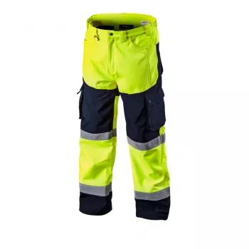 NEO TOOLS pantalone softshell ad alta visibilità, giallo fluorescente, taglia XL