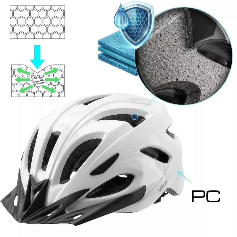 Vayox Speed casco da bici bianco lucido con luce LED, taglia L (58-61 cm) VA0425WGL