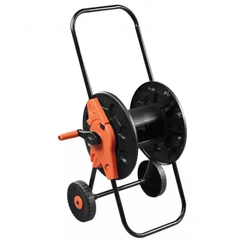 NEO TOOLS carrello portatubo da giardino con avvolgitubo, plastica, capacità 60 m 1/2 pollice, grigio/arancione