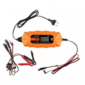 NEO TOOLS 11-891-1 Caricabatterie automatico 4A/70W per batterie al piombo-acido 6V/12V, AGM e GEL (3-120Ah)