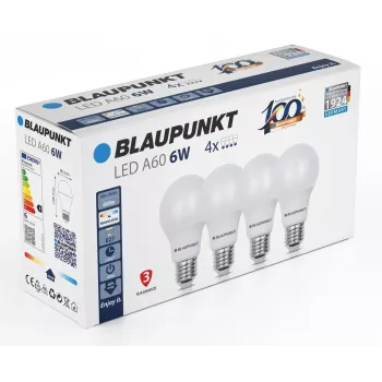 Blaupunkt lampadina LED E27 A60 600 lm 6W 4000K, 4 pz. (BLAUPUNKT-E27-6W-NW-4)