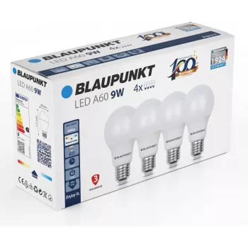 Blaupunkt lampadina LED E27 A60 900 lm 9W 4000K, 4 pz. (BLAUPUNKT-E27-9W-NW-4)
