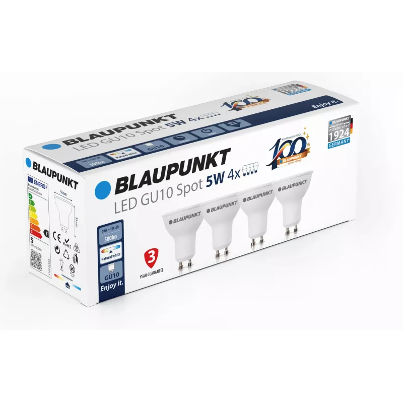 Blaupunkt lampadina LED GU10 500 lm 5W 4000K, 4 pezzi (BLAUPUNKT-GU10-5W-NW-4)