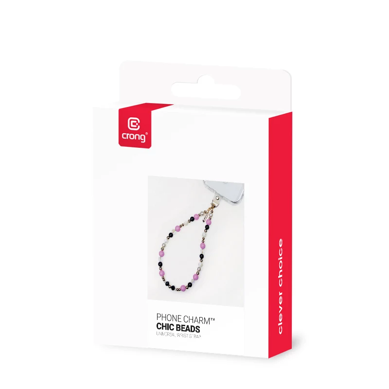 Crong Phone Charm - cinturino per telefono con perle eleganti (lanyard universale)