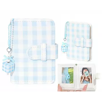 LOVEINSTANT album fotografico tascabile per 28 foto Instax Mini e Zink, blu quadretti